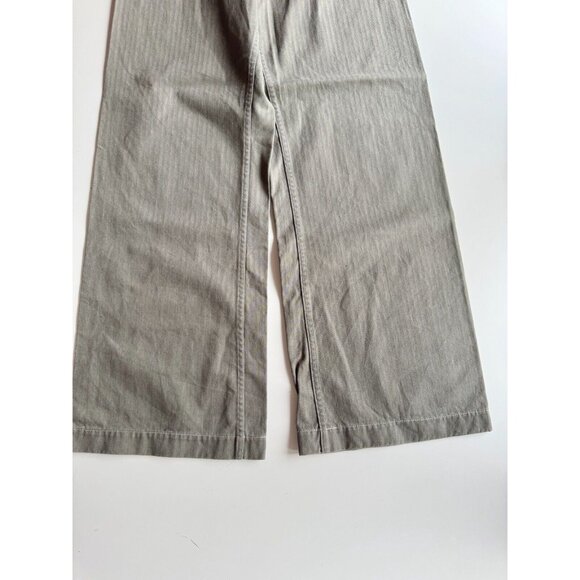 KLAXON HOWL Army Green 100% Cotton Twill Wide Leg Cropped Sailor Pants, Size 28 - Picture 4 of 13